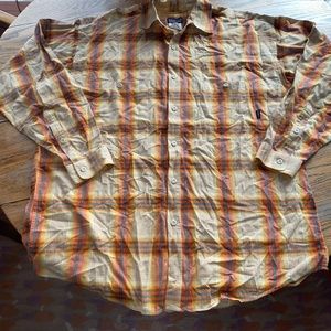 PATAGONIA plaid 100% organic cotton(flannel?) plaid  shirt w/pockets/MXL/exc c